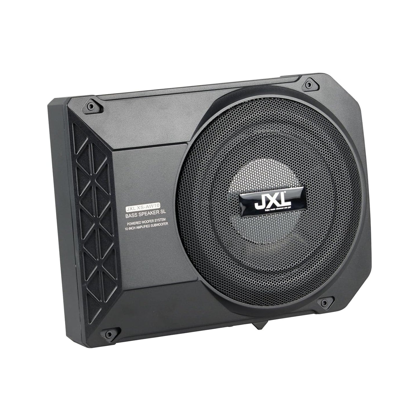 JXL Car Subwoofer XS-AW10 (10 Inches) Active Underseat Subwoofer 350 RMS Power 300+ Watts, Ultra Sleek, Shallow subwoofer, high Level Input/Audio - line Input