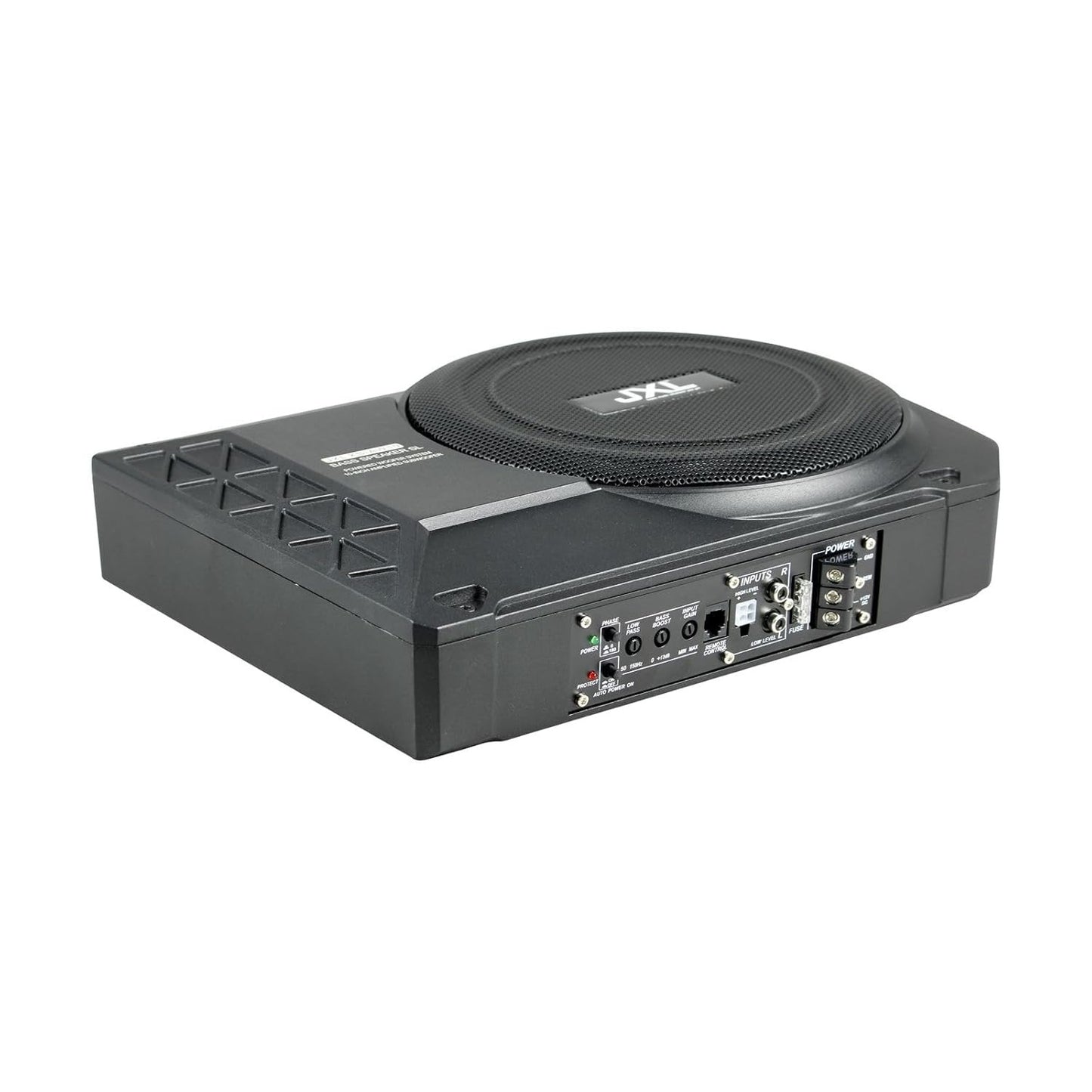 JXL Car Subwoofer XS-AW10 (10 Inches) Active Underseat Subwoofer 350 RMS Power 300+ Watts, Ultra Sleek, Shallow subwoofer, high Level Input/Audio - line Input